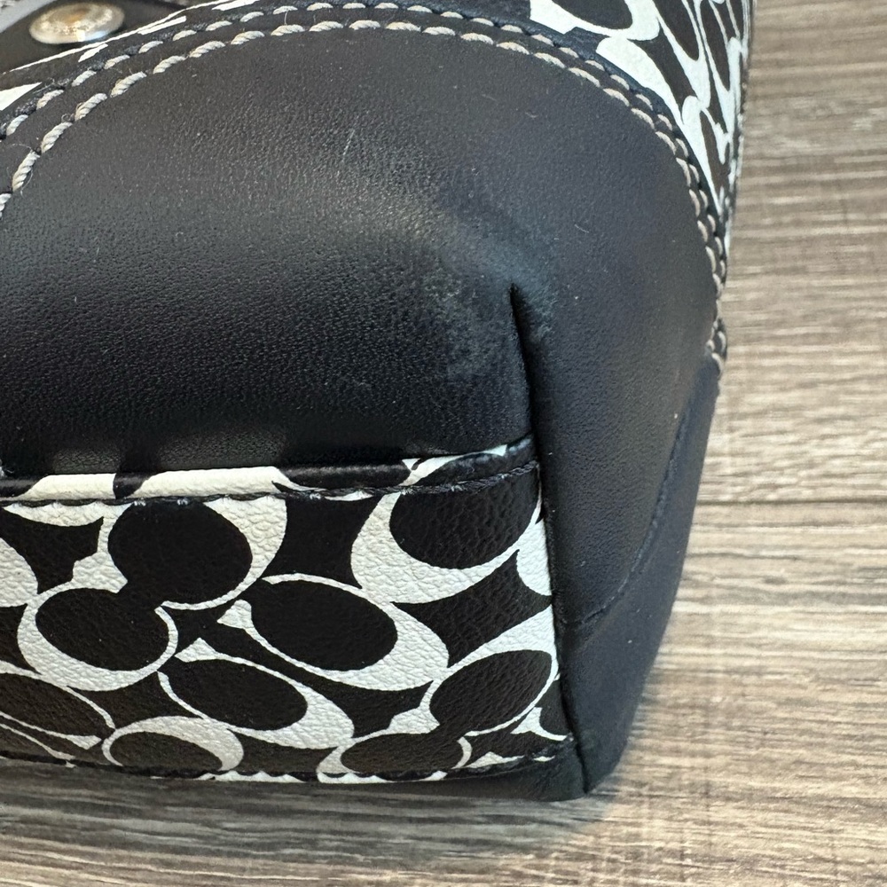 Coach Black and White Patterned Tote - Picture 3 of 7